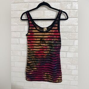 Buckle Bke Women’s Sheer Tie-Dye Tank Top Multicolor Grunge Size L #1981
